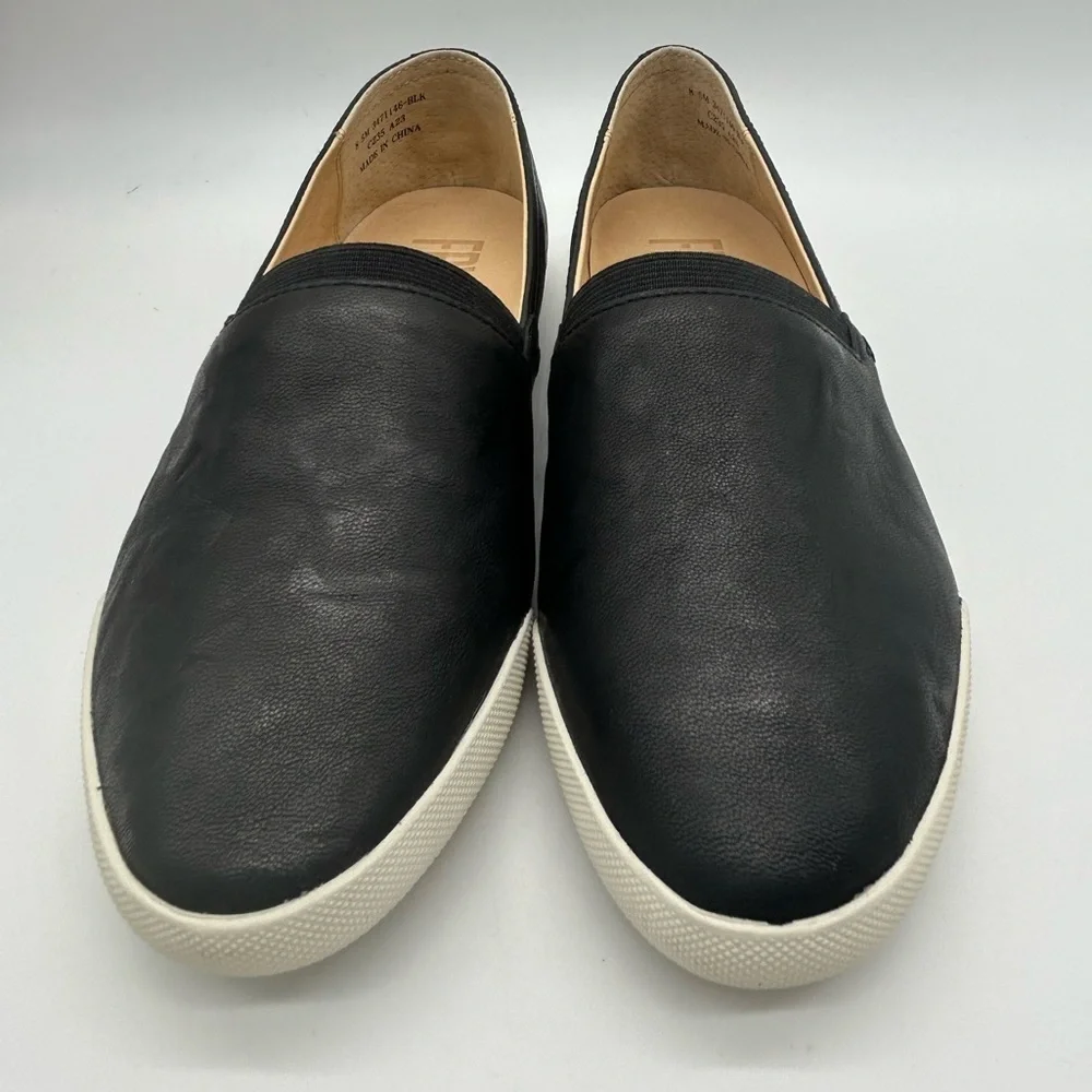 Frye Black Leather Slip-On Flats Size 8.5 | Classic Everyday Comfort Shoes NWB